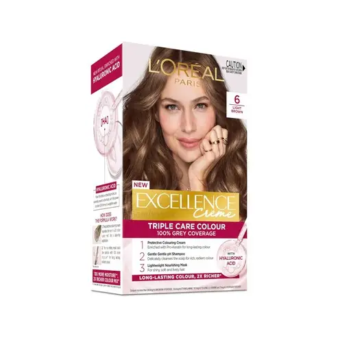L'Oréal Paris Excellence Creme Triple Care Hair Colour - 6 Natural Light Brown - Image 2