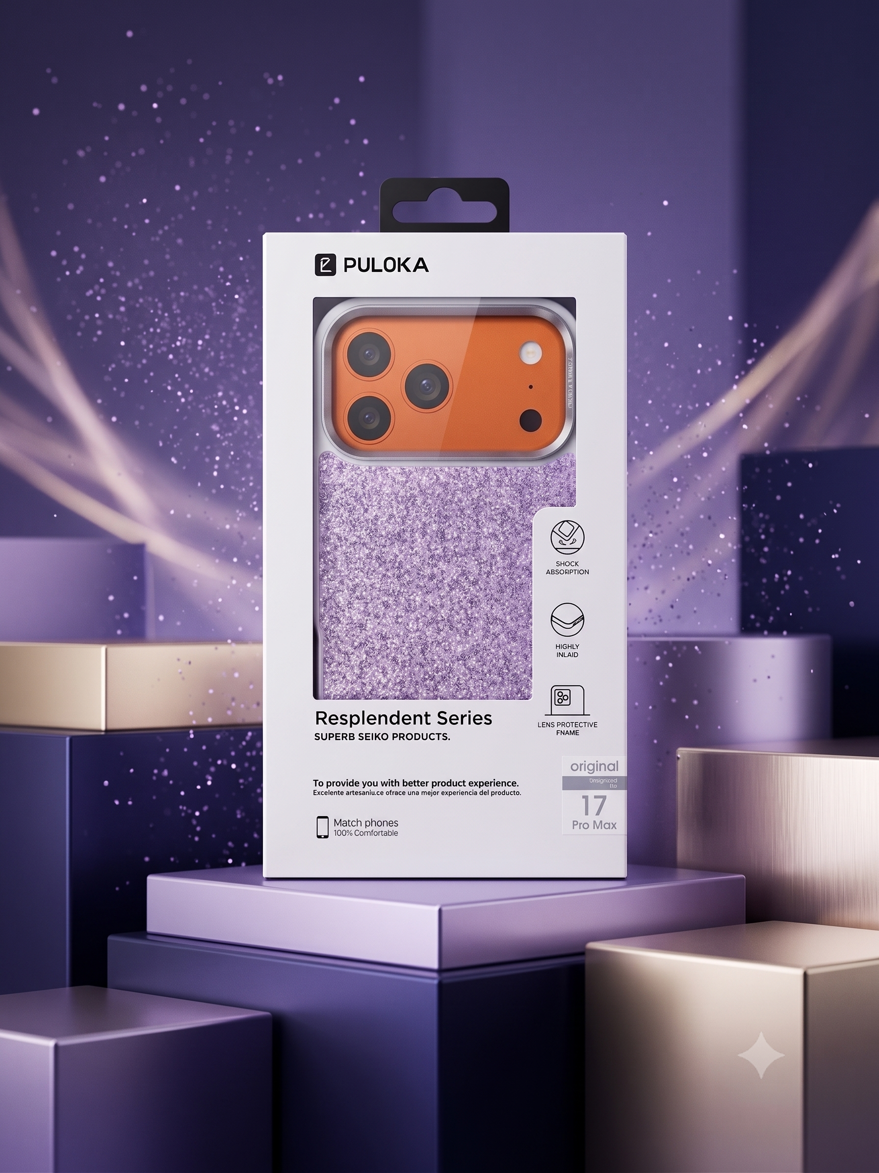 PULOKA Resplendent Series Luxury Glitter Case with Lens Protective Frame for iPhone 17 Pro Max