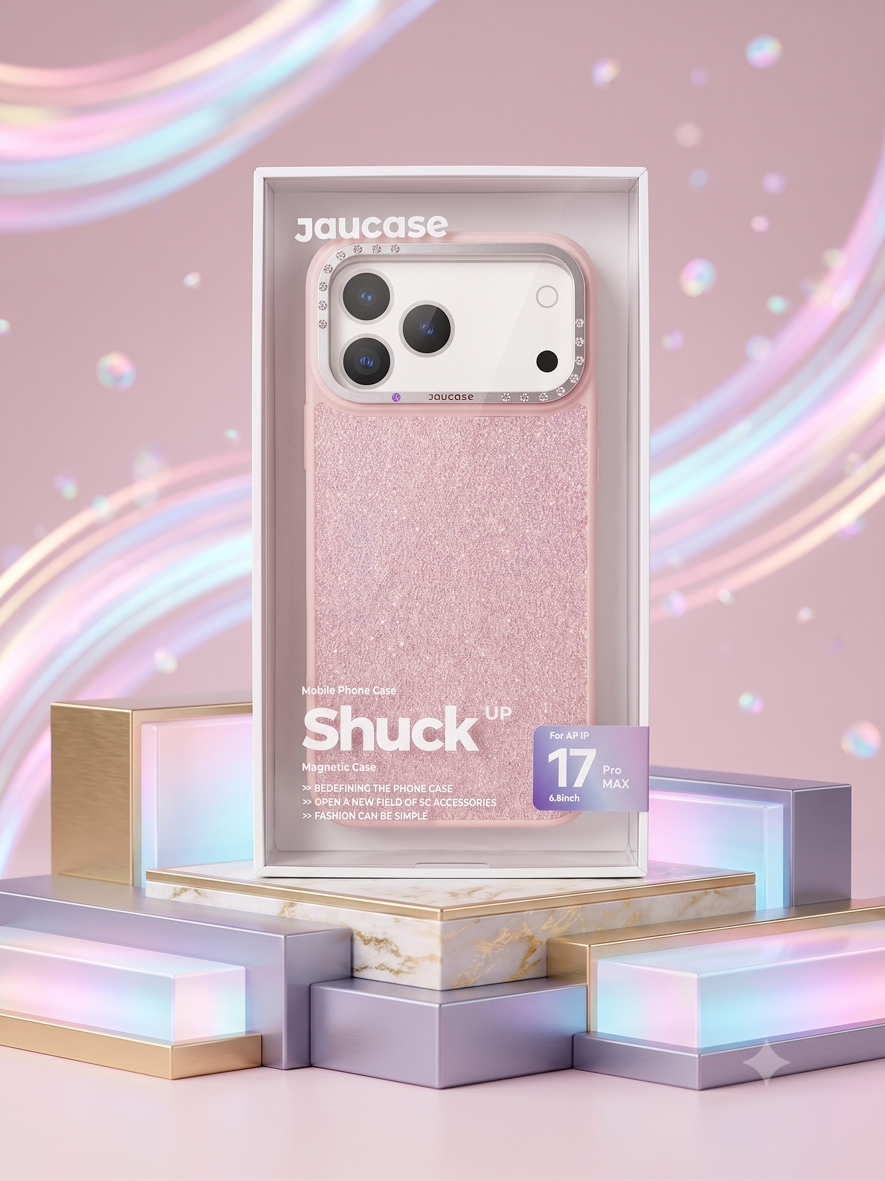 Jaucase Shuck-Up Luxury Diamond Stone Glitter Magnetic Case for iPhone 17 Pro Max