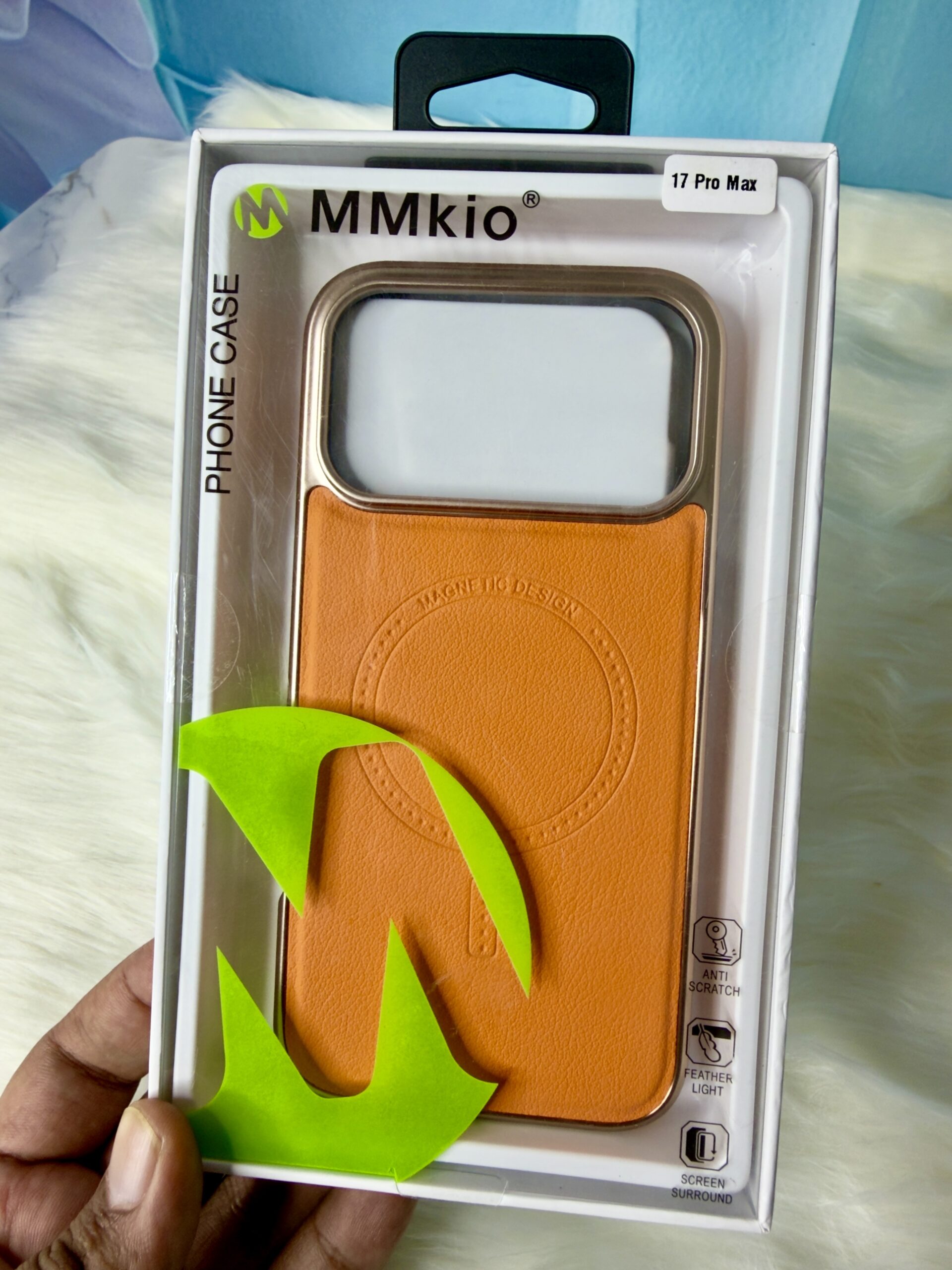 MMKio Premium Leather Texture Magnetic Case with Metallic Border for iPhone 17 Pro Max - Image 2