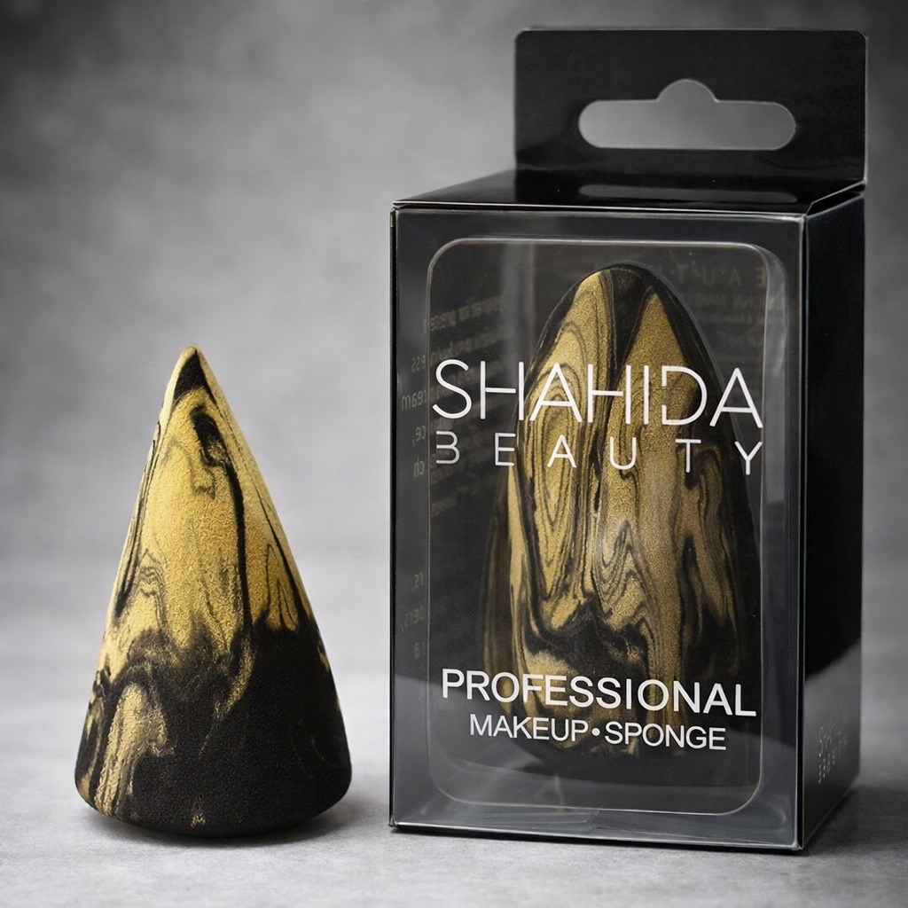 Shahida Beauty Professional Makeup Sponge – Gold & Black Marble