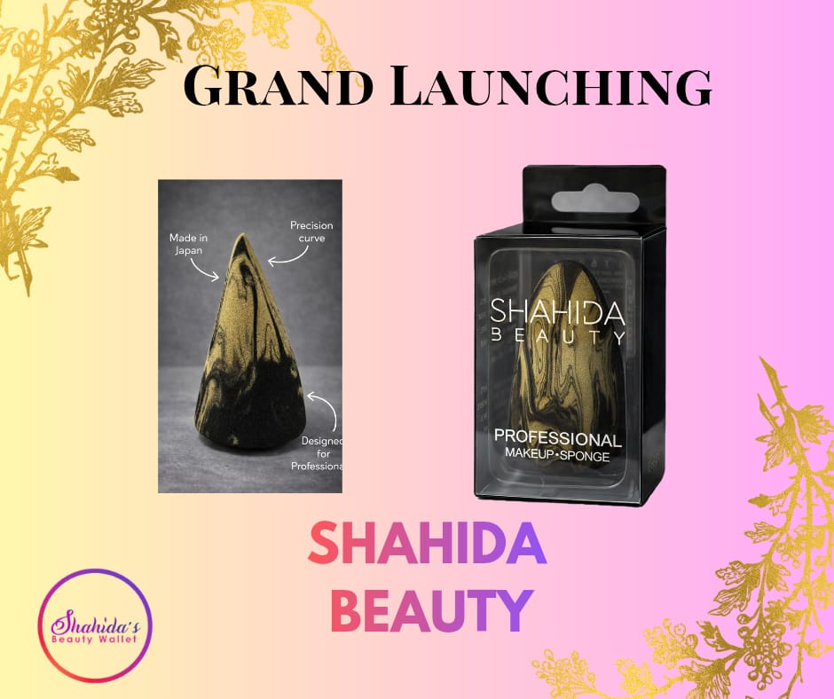 Shahida Beauty Professional Makeup Sponge – Gold & Black Marble - Image 3